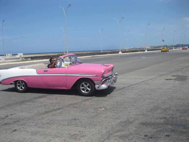 pink vintage car in havana