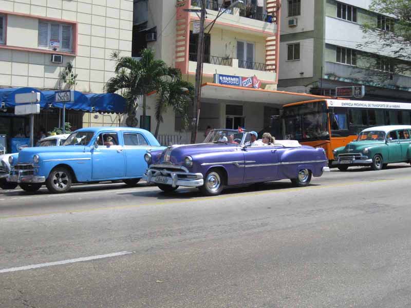 purple vintage car in havana