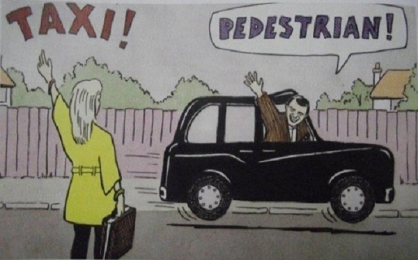 taxi driver trolling pedestrian