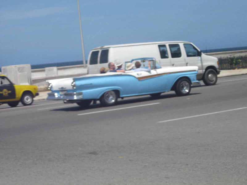 light blue vintage car in havana