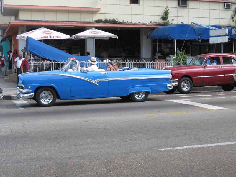 blue vintage car in havana